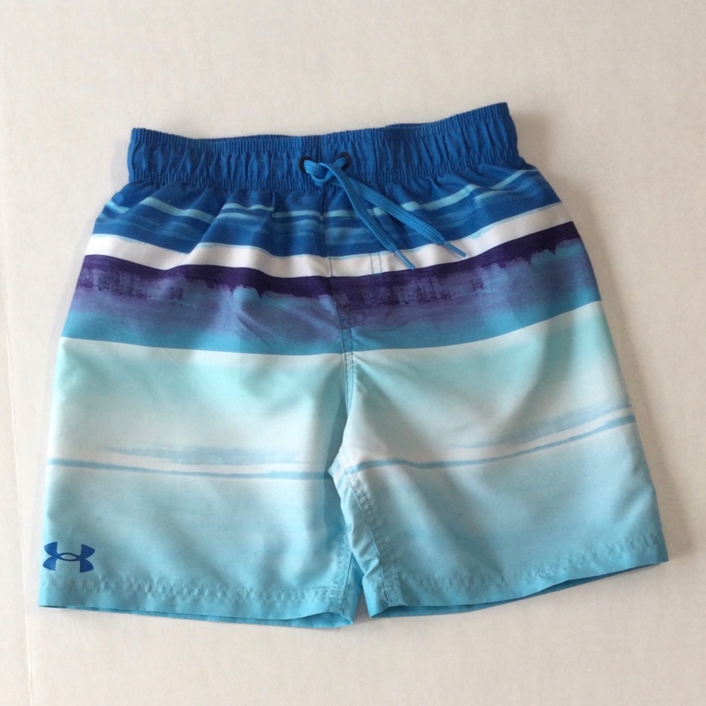 Under Armour Boys Size Youth Medium Striped Blue Swim STrunks
